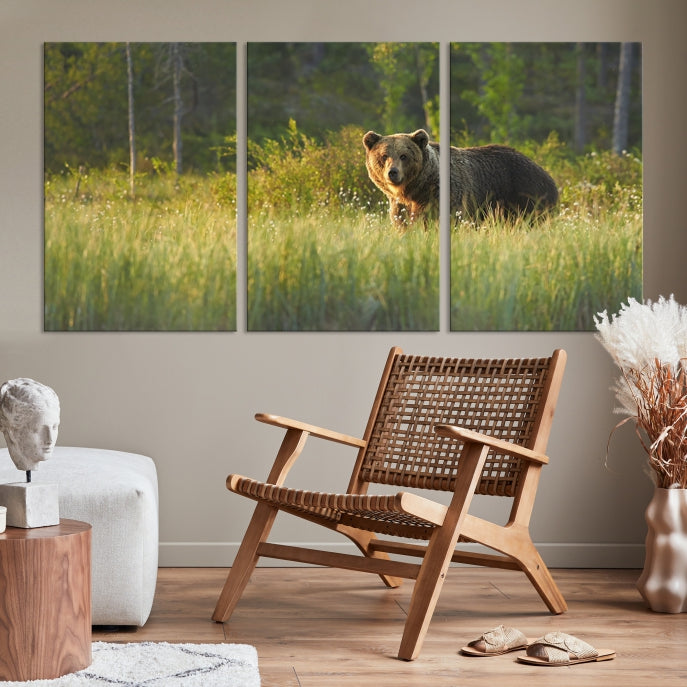 Wild Bears in Nature Large Wall Art Canvas PrintFramedReady to Hang