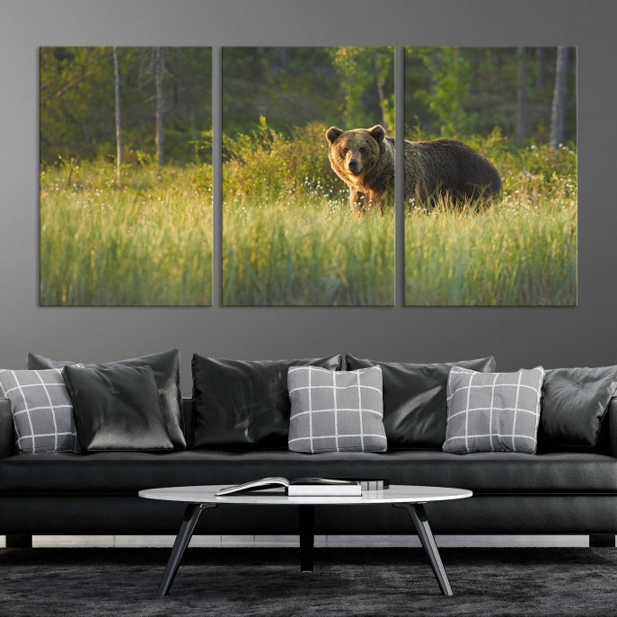 Wild Bears in Nature Large Wall Art Canvas PrintFramedReady to Hang