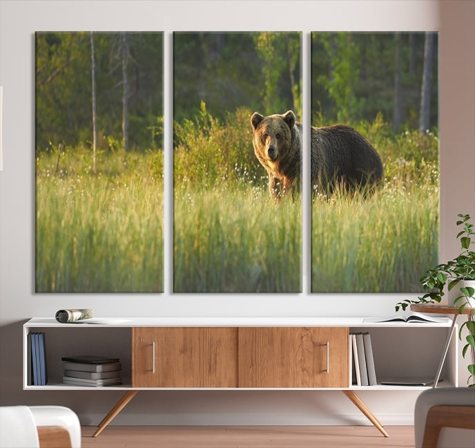 Wild Bears in Nature Large Wall Art Canvas PrintFramedReady to Hang