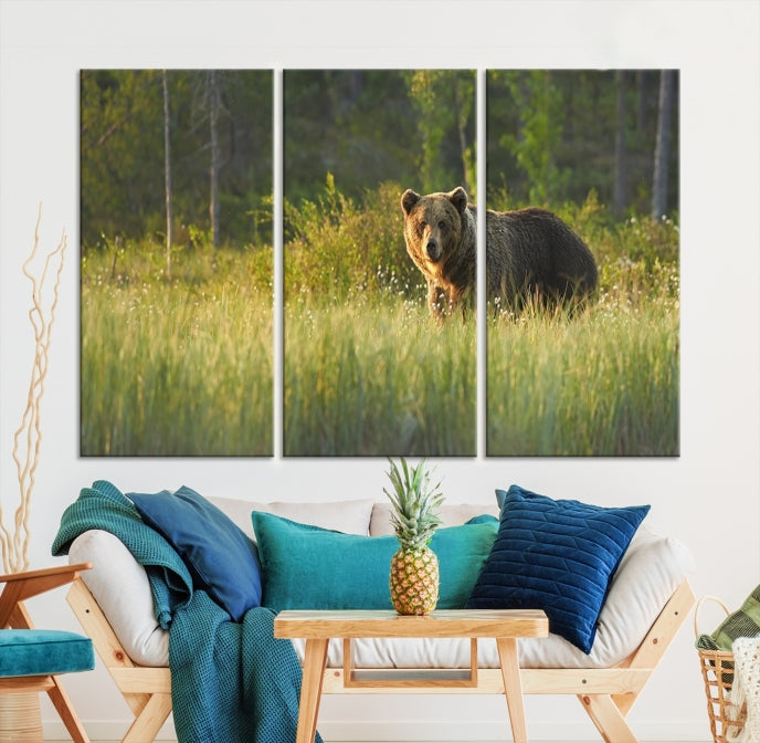 Wild Bears in Nature Large Wall Art Canvas PrintFramedReady to Hang