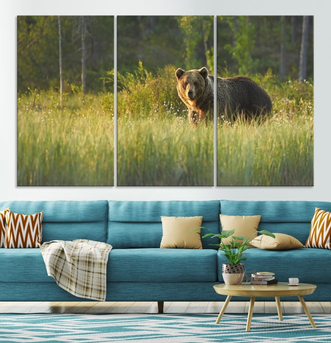 Wild Bears in Nature Large Wall Art Canvas PrintFramedReady to Hang