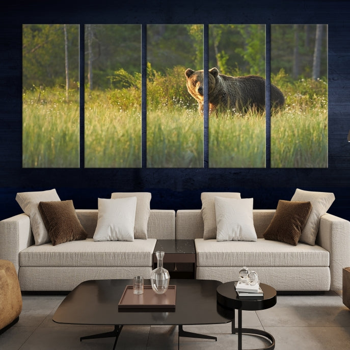 Wild Bears in Nature Large Wall Art Canvas PrintFramedReady to Hang