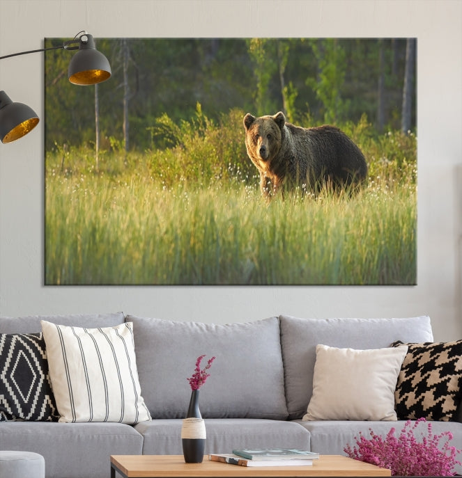 Wild Bears in Nature Large Wall Art Canvas PrintFramedReady to Hang