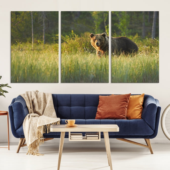 Wild Bears in Nature Large Wall Art Canvas PrintFramedReady to Hang