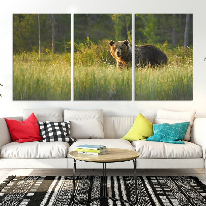 Wild Bears in Nature Large Wall Art Canvas PrintFramedReady to Hang