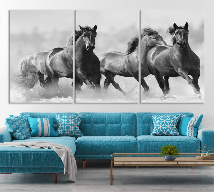 Wild Horses Framed Giclee Canvas Extra Large Animal Wall Art Print