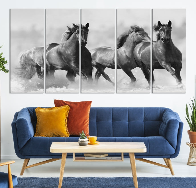 Wild Horses Framed Giclee Canvas Extra Large Animal Wall Art Print