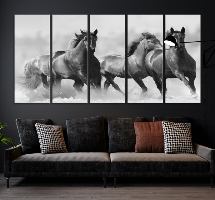 Wild Horses Framed Giclee Canvas Extra Large Animal Wall Art Print