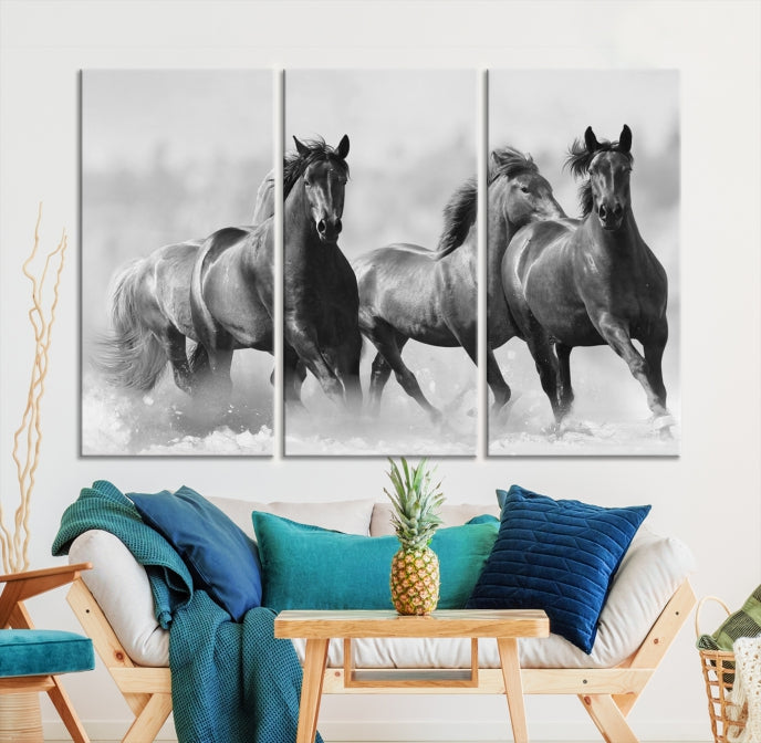 Wild Horses Framed Giclee Canvas Extra Large Animal Wall Art Print