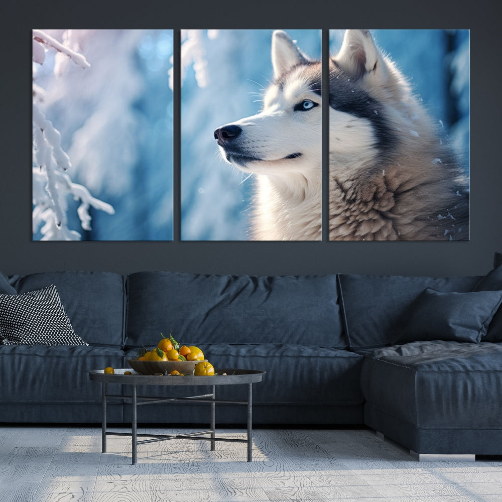 Wild Wolf Canvas Art Print Framed Animal Wall Art for Living Room Cabin Wall Decor Stretched Art