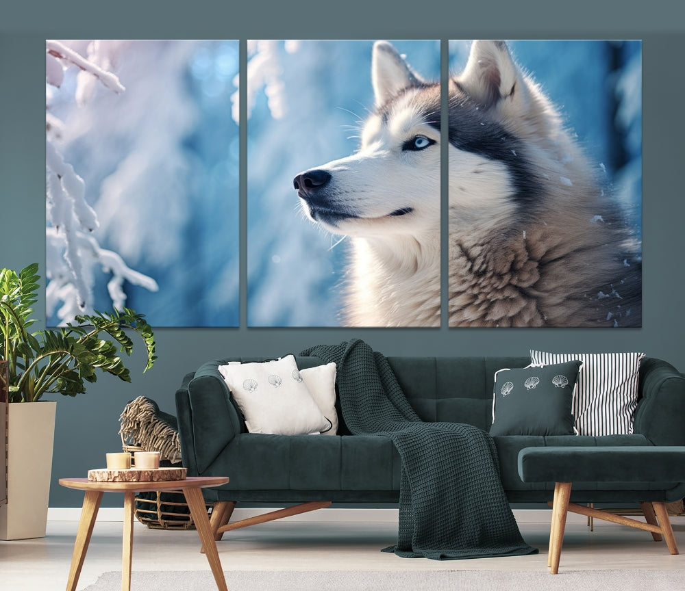 Wild Wolf Canvas Art Print Framed Animal Wall Art for Living Room Cabin Wall Decor Stretched Art