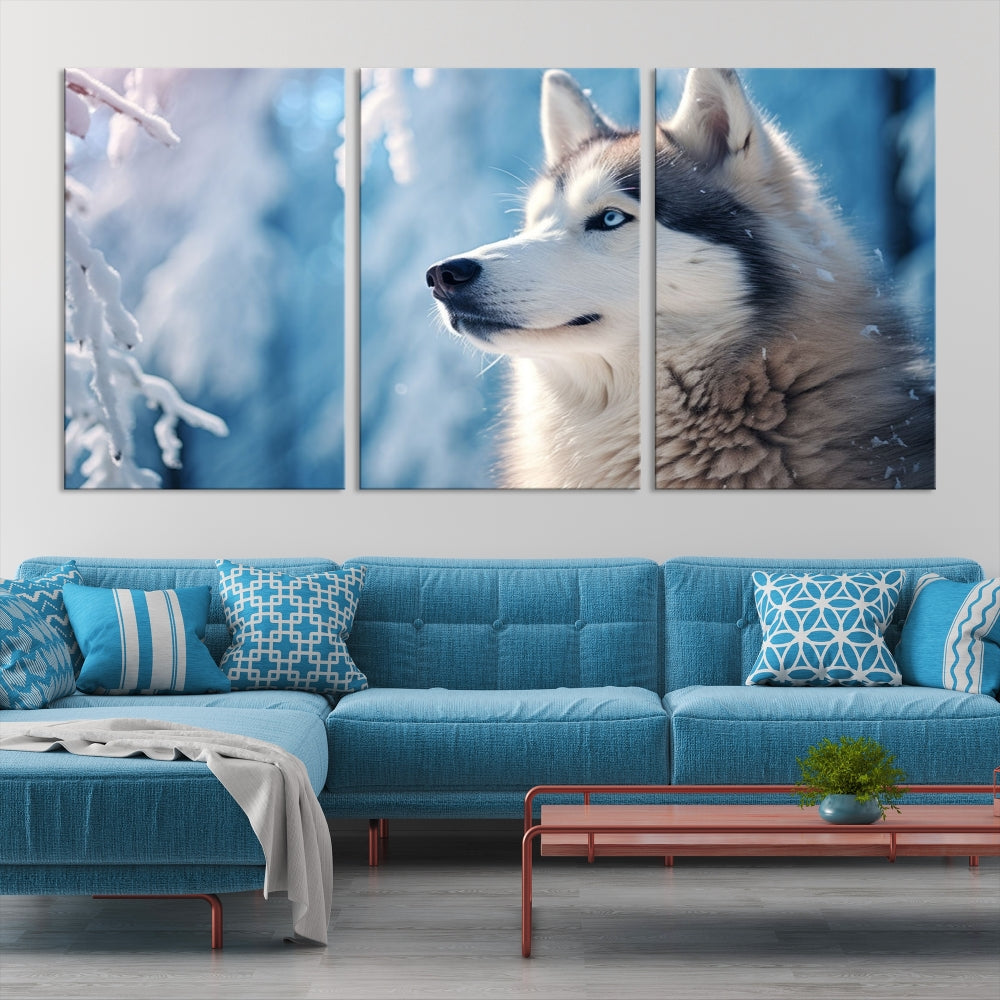 Wild Wolf Canvas Art Print Framed Animal Wall Art for Living Room Cabin Wall Decor Stretched Art