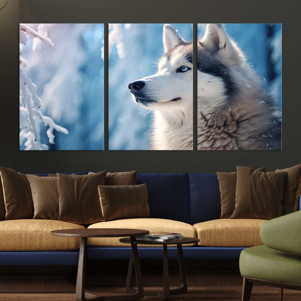 Wild Wolf Canvas Art Print Framed Animal Wall Art for Living Room Cabin Wall Decor Stretched Art