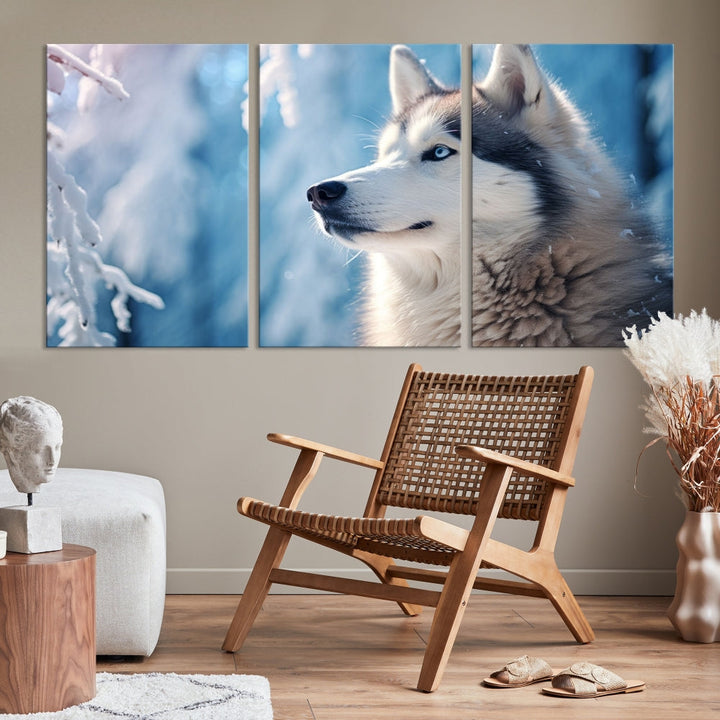 Wild Wolf Canvas Art Print Framed Animal Wall Art for Living Room Cabin Wall Decor Stretched Art