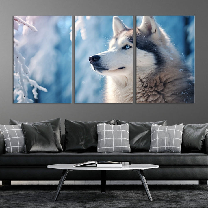 Wild Wolf Canvas Art Print Framed Animal Wall Art for Living Room Cabin Wall Decor Stretched Art