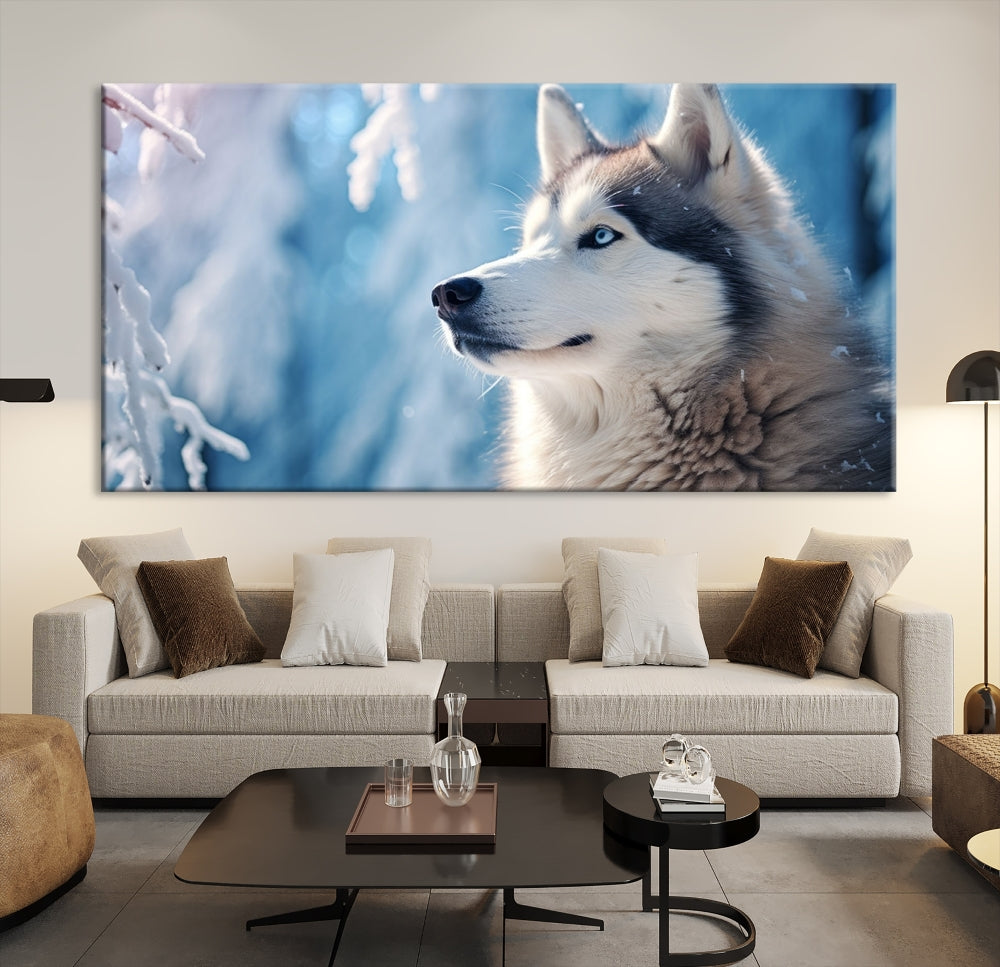 Wild Wolf Canvas Art Print Framed Animal Wall Art for Living Room Cabin Wall Decor Stretched Art