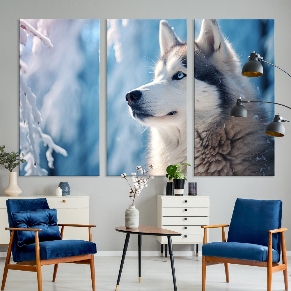 Wild Wolf Canvas Art Print Framed Animal Wall Art for Living Room Cabin Wall Decor Stretched Art