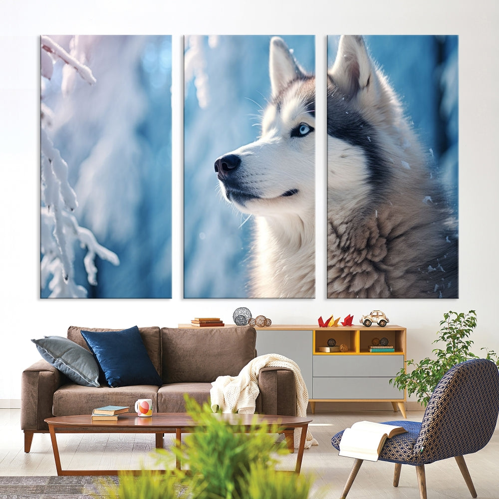 Wild Wolf Canvas Art Print Framed Animal Wall Art for Living Room Cabin Wall Decor Stretched Art