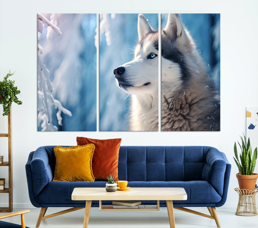 Wild Wolf Canvas Art Print Framed Animal Wall Art for Living Room Cabin Wall Decor Stretched Art