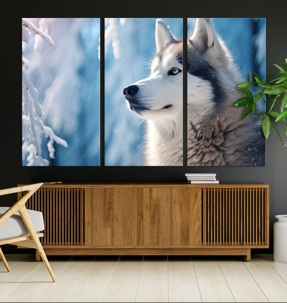 Wild Wolf Canvas Art Print Framed Animal Wall Art for Living Room Cabin Wall Decor Stretched Art