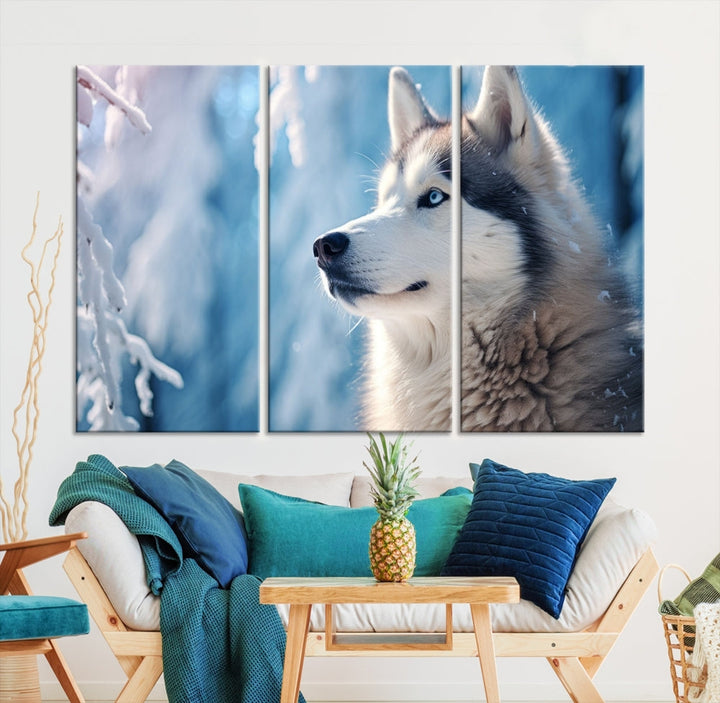 Wild Wolf Canvas Art Print Framed Animal Wall Art for Living Room Cabin Wall Decor Stretched Art