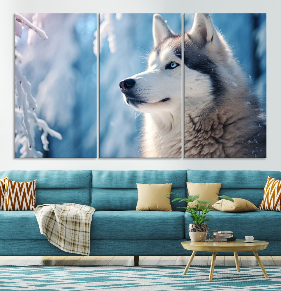 Wild Wolf Canvas Art Print Framed Animal Wall Art for Living Room Cabin Wall Decor Stretched Art