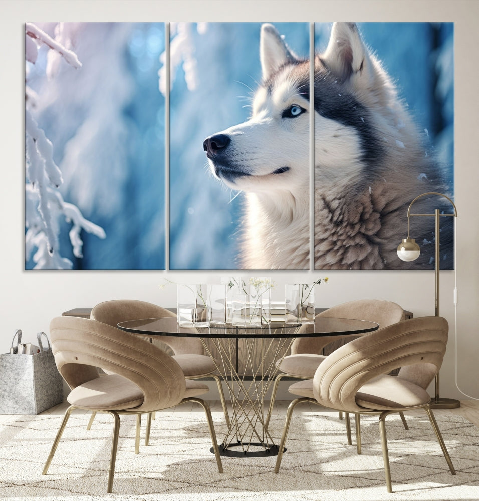 Wild Wolf Canvas Art Print Framed Animal Wall Art for Living Room Cabin Wall Decor Stretched Art