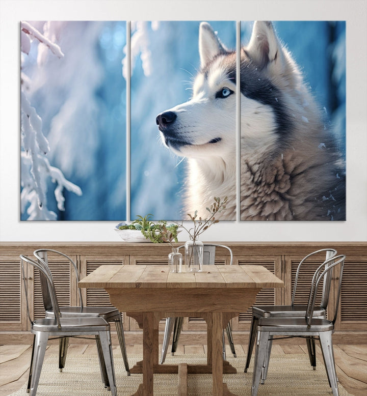 Wild Wolf Canvas Art Print Framed Animal Wall Art for Living Room Cabin Wall Decor Stretched Art