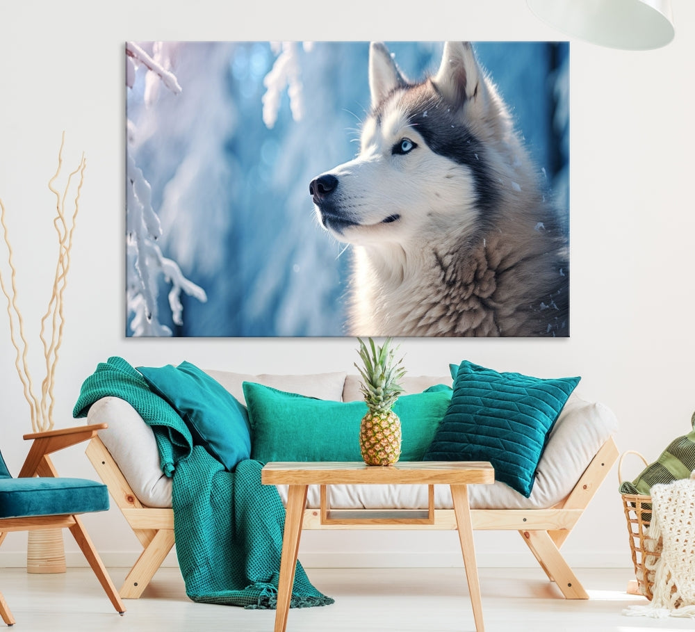 Wild Wolf Canvas Art Print Framed Animal Wall Art for Living Room Cabin Wall Decor Stretched Art