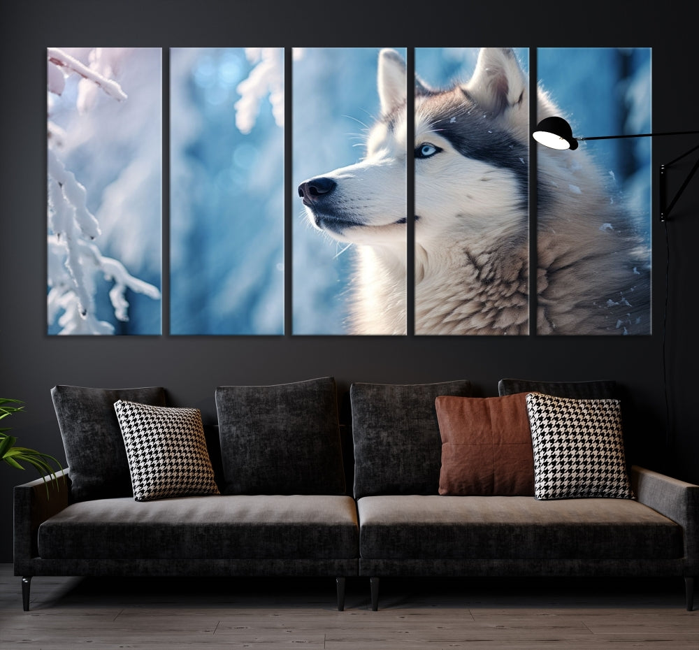 Wild Wolf Canvas Art Print Framed Animal Wall Art for Living Room Cabin Wall Decor Stretched Art