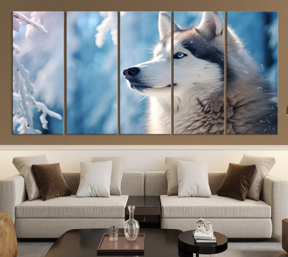 Wild Wolf Canvas Art Print Framed Animal Wall Art for Living Room Cabin Wall Decor Stretched Art