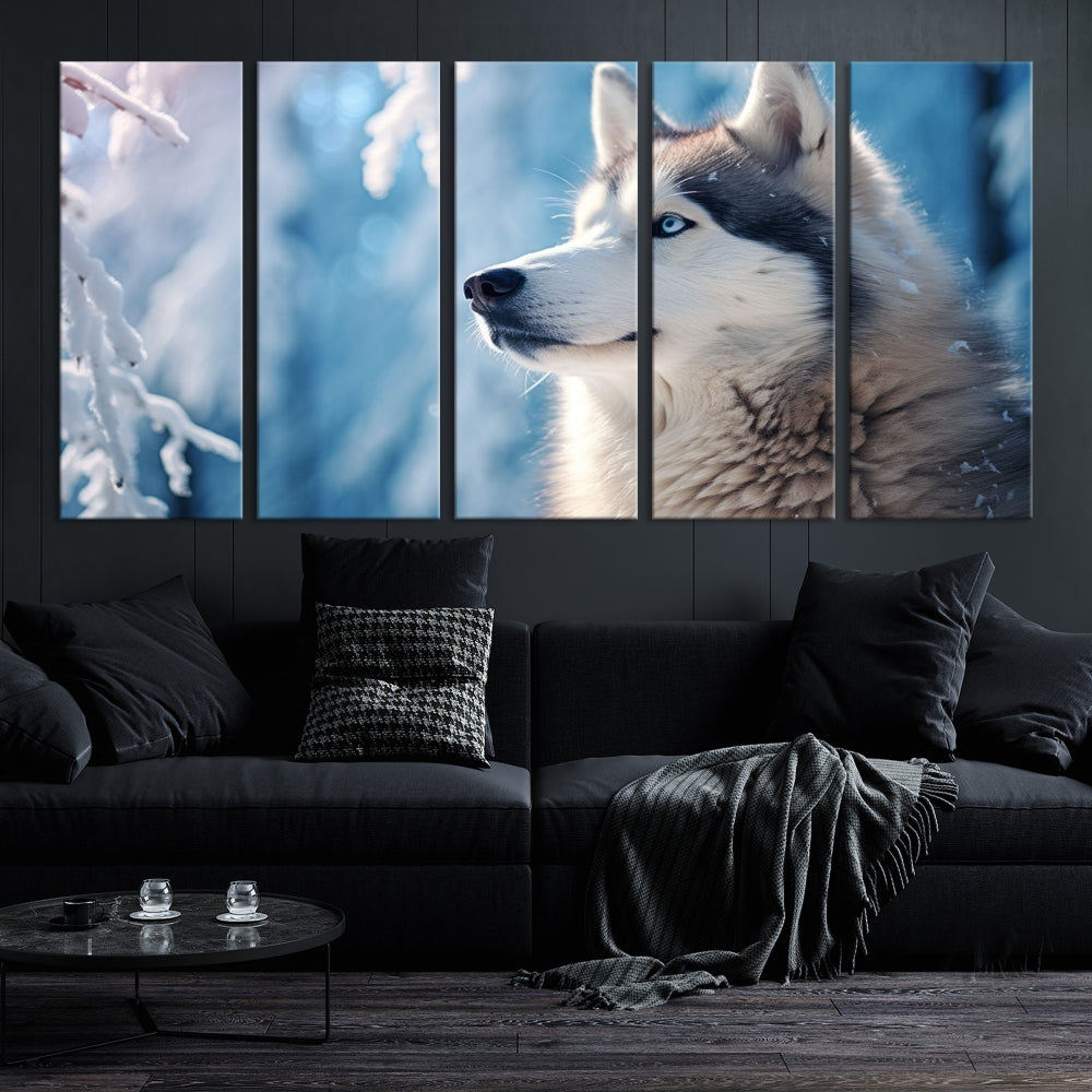 Wild Wolf Canvas Art Print Framed Animal Wall Art for Living Room Cabin Wall Decor Stretched Art