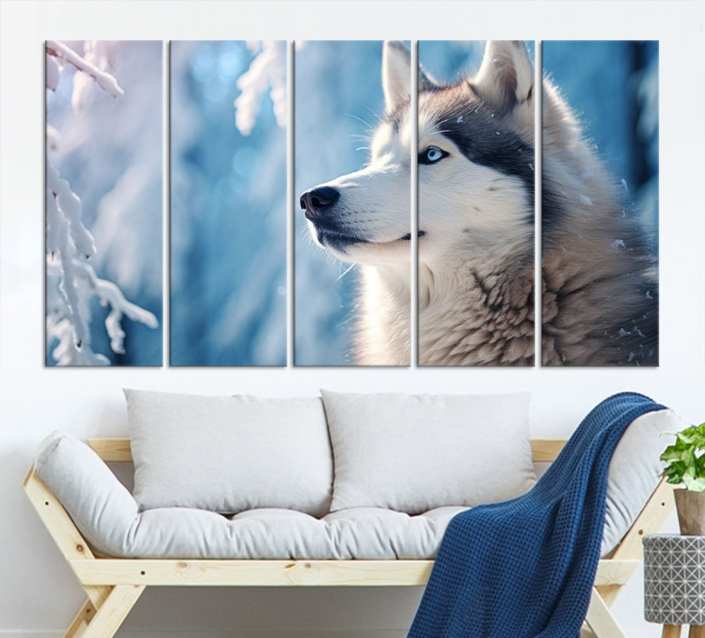 Wild Wolf Canvas Art Print Framed Animal Wall Art for Living Room Cabin Wall Decor Stretched Art