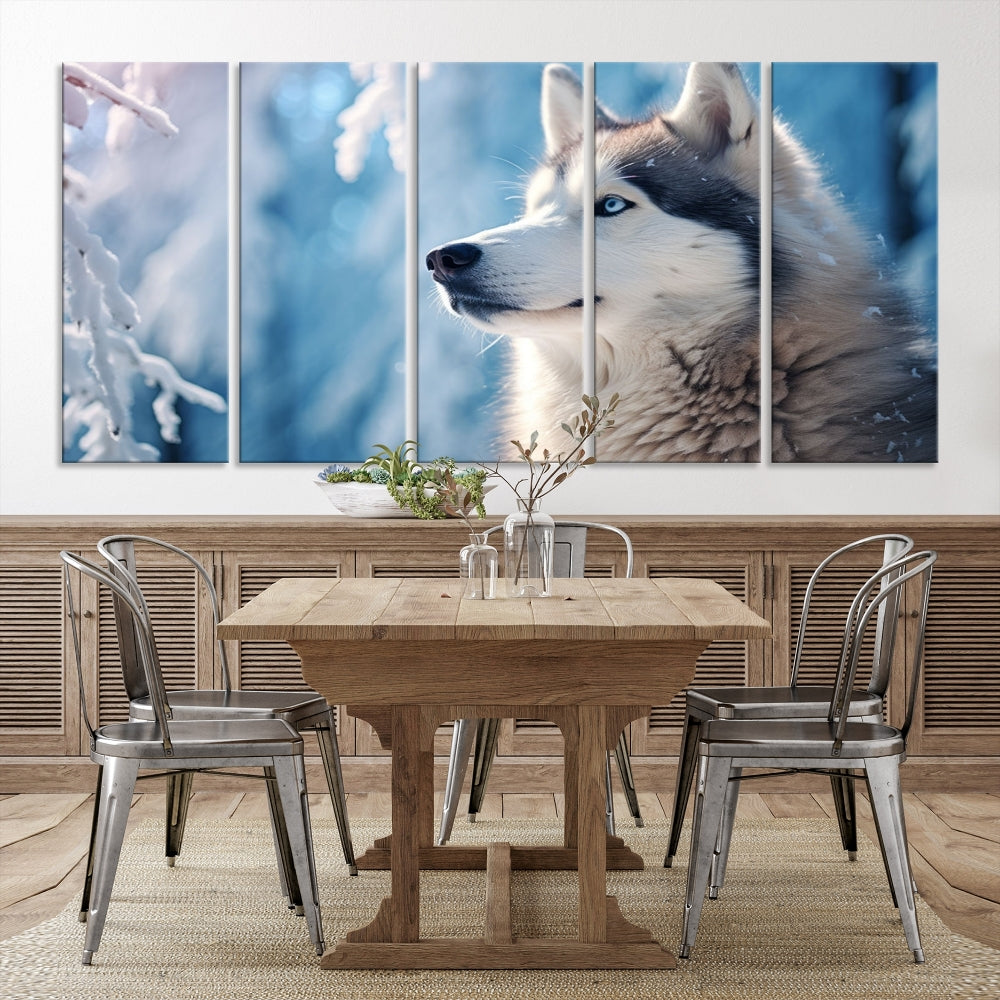 Wild Wolf Canvas Art Print Framed Animal Wall Art for Living Room Cabin Wall Decor Stretched Art