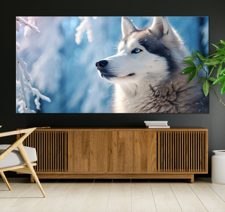 Wild Wolf Canvas Art Print Framed Animal Wall Art for Living Room Cabin Wall Decor Stretched Art