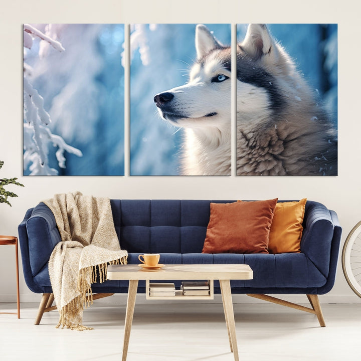 Wild Wolf Canvas Art Print Framed Animal Wall Art for Living Room Cabin Wall Decor Stretched Art