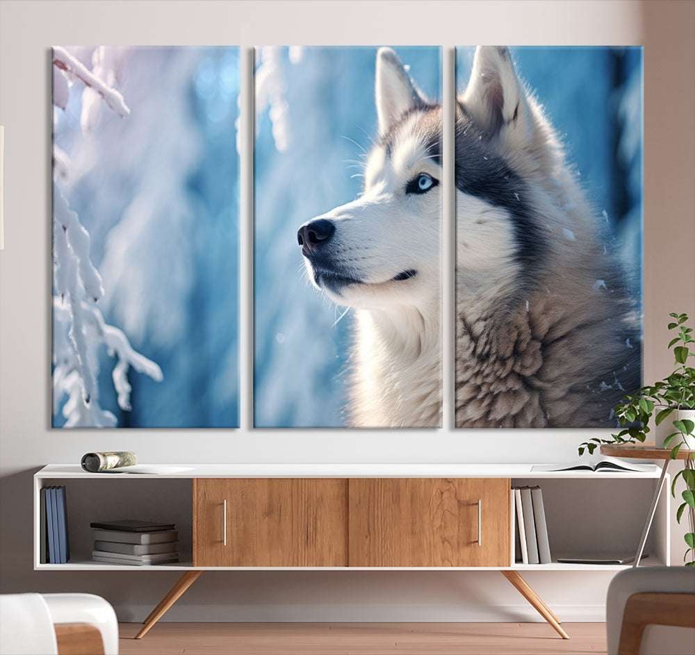 Wild Wolf Canvas Art Print Framed Animal Wall Art for Living Room Cabin Wall Decor Stretched Art