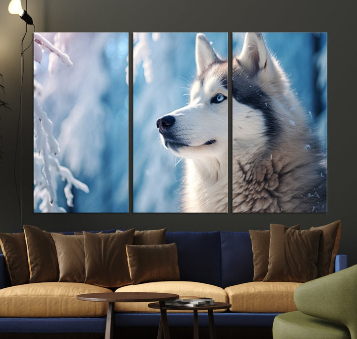 Wild Wolf Canvas Art Print Framed Animal Wall Art for Living Room Cabin Wall Decor Stretched Art