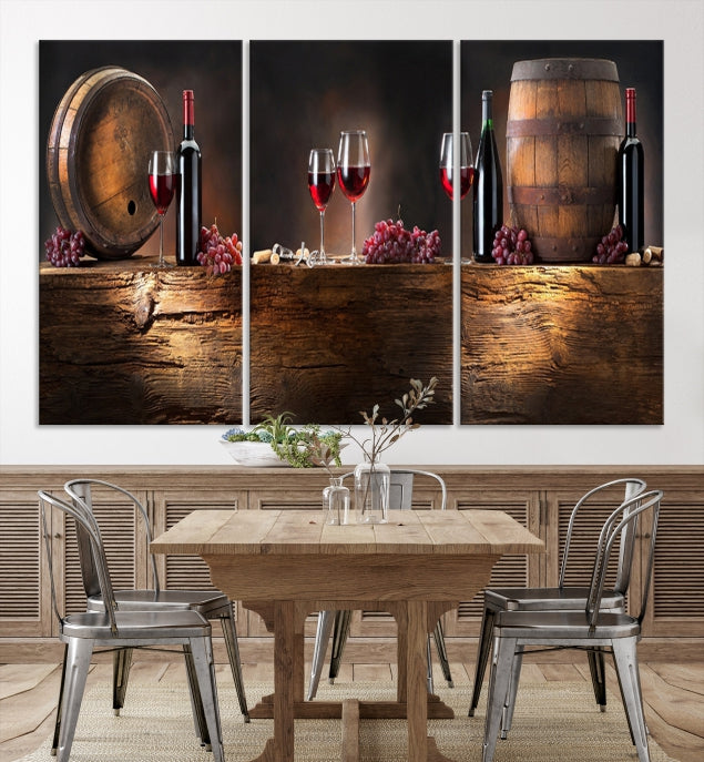 Wine and Barrels Large Wall Art Canvas Print