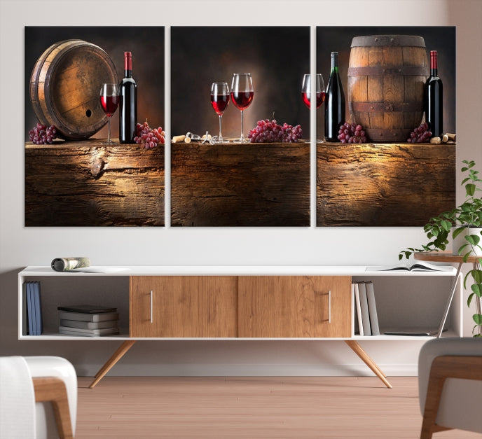 Wine and Barrels Large Wall Art Canvas Print