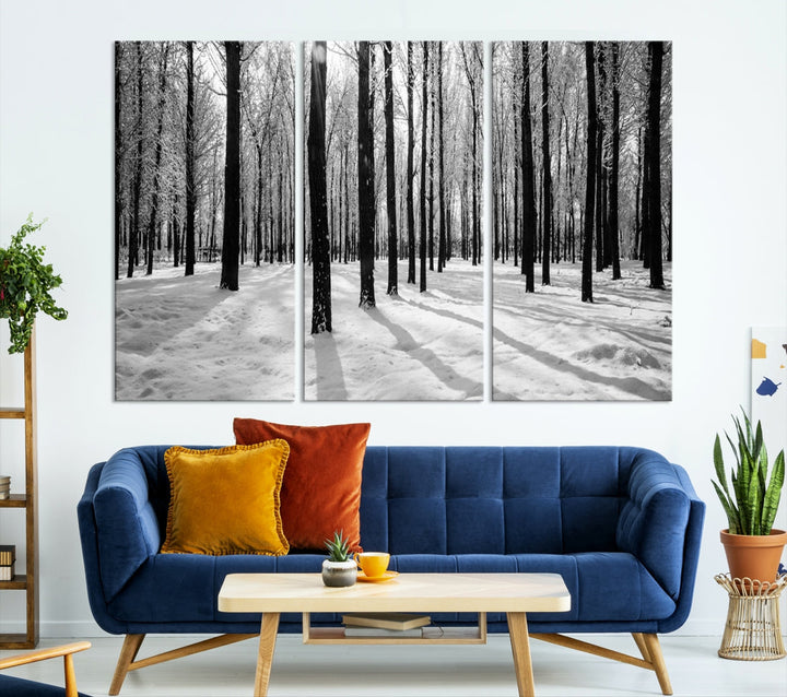 Winter Forest with Poplar Trees Nature Canvas Extra Large Wall Art Giclee Print