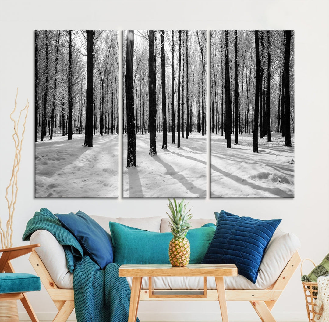 Winter Forest with Poplar Trees Nature Canvas Extra Large Wall Art Giclee Print