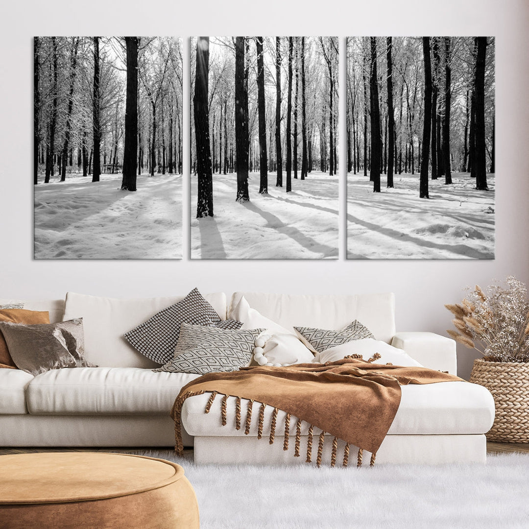 Winter Forest with Poplar Trees Nature Canvas Extra Large Wall Art Giclee Print