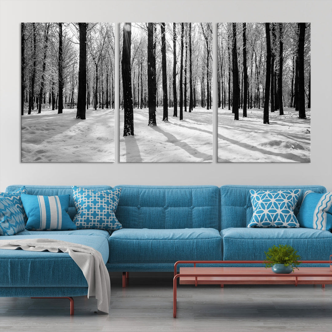 Winter Forest with Poplar Trees Nature Canvas Extra Large Wall Art Giclee Print