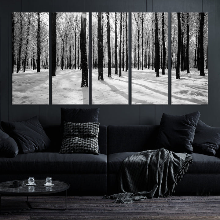 Winter Forest with Poplar Trees Nature Canvas Extra Large Wall Art Giclee Print