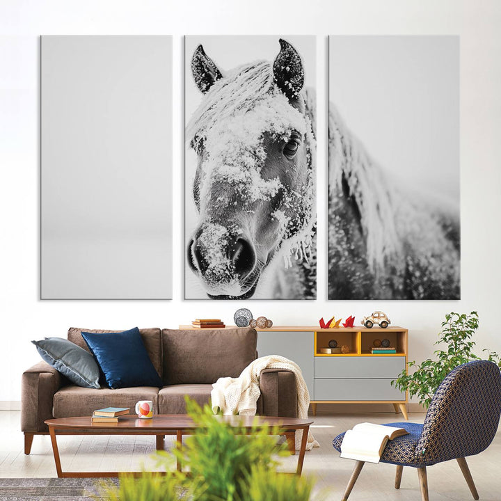 Winter Horse Snow Wall Art Canvas Print