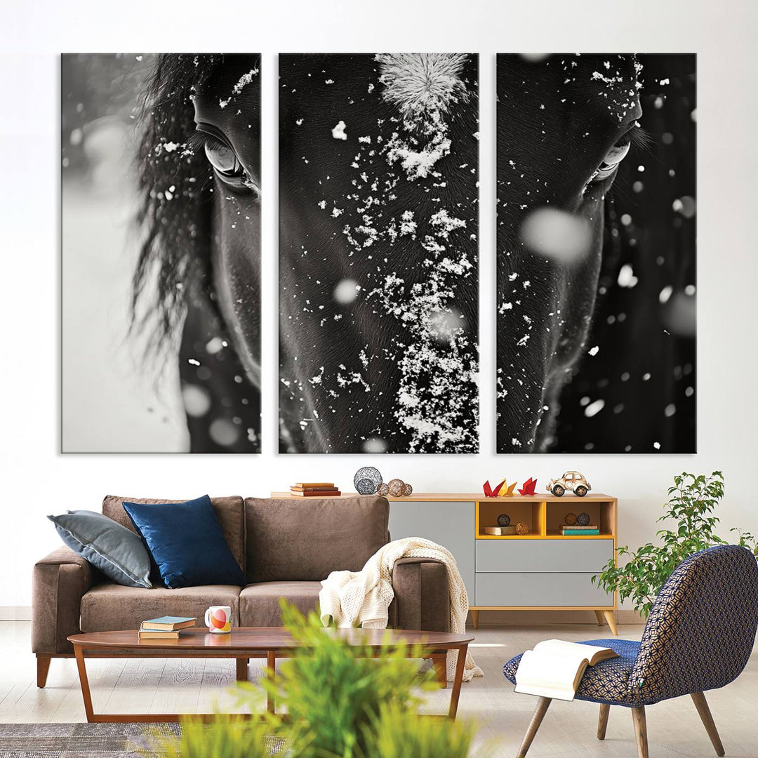 Winter Horse Snow Wall Art Canvas Print