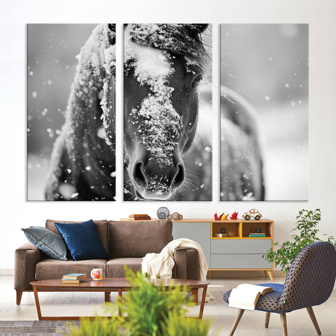 Winter Horse Snow Wall Art Canvas Print