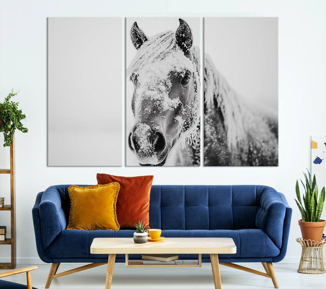 Winter Horse Snow Wall Art Canvas Print