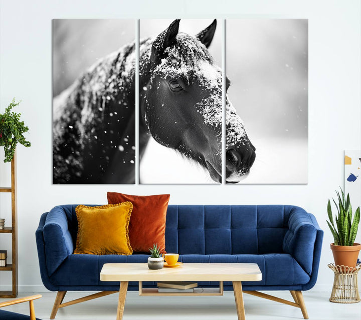 Winter Horse Snow Wall Art Canvas Print